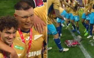 Игрок «Зенита» получил удар в голову крышкой трофея во время празднования
